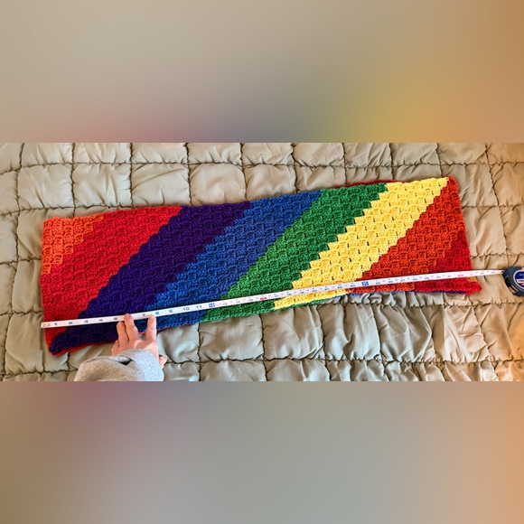 🌈 Handmade Rainbow Crocheted Beanie and Coordinated Scarf 🌈 - Picture 10 of 14